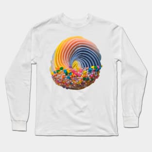 Rainbow Sprinkle Swirly Cupcake Long Sleeve T-Shirt
